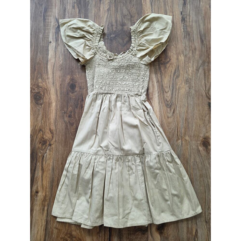 Gap Smocked Babydoll Puff Sleeve Mini Dress Cream Size XXS - Picture 3 of 8